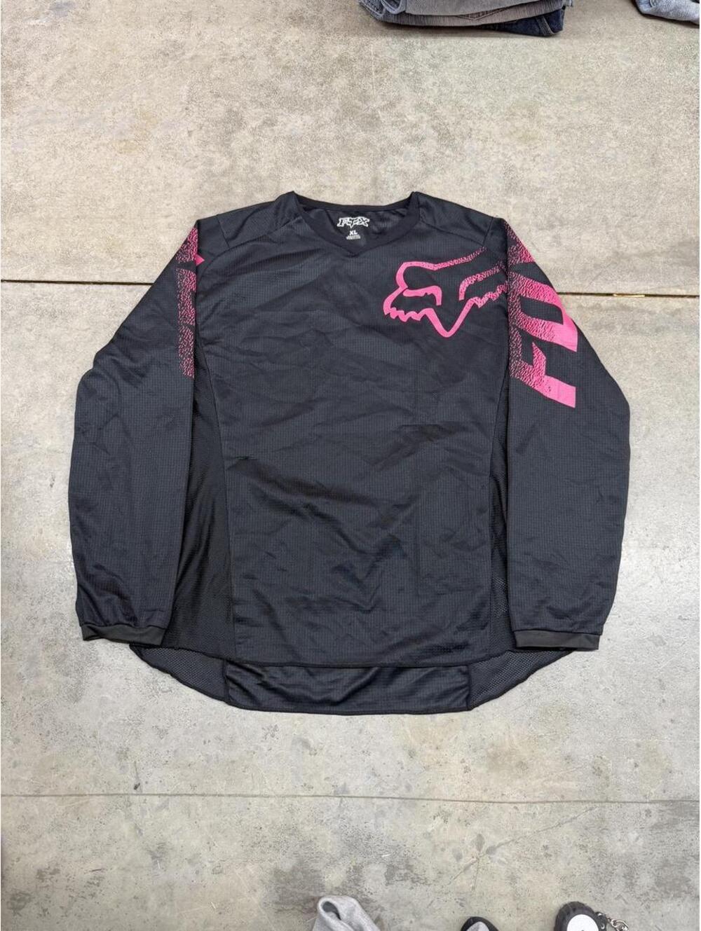 vintage fox racing black and pink thermal shirt size xl WOMENS